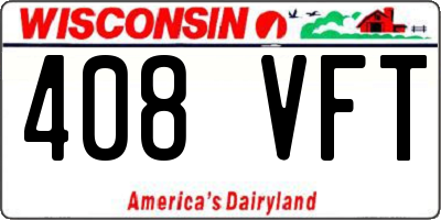WI license plate 408VFT