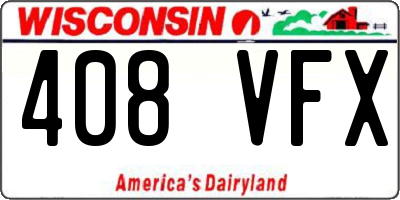 WI license plate 408VFX