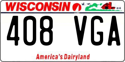 WI license plate 408VGA