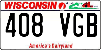 WI license plate 408VGB