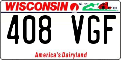 WI license plate 408VGF