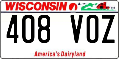 WI license plate 408VOZ