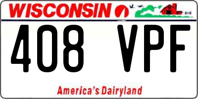 WI license plate 408VPF