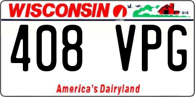 WI license plate 408VPG
