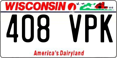 WI license plate 408VPK