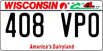 WI license plate 408VPO