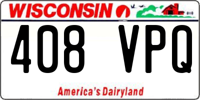 WI license plate 408VPQ
