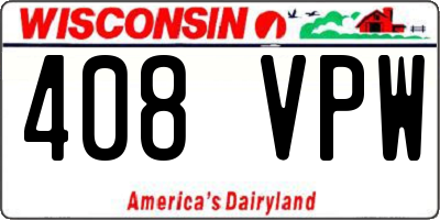 WI license plate 408VPW
