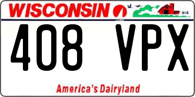 WI license plate 408VPX
