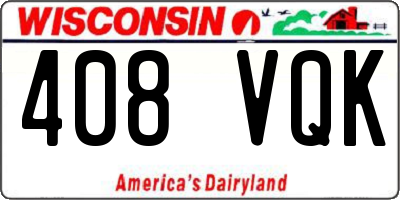 WI license plate 408VQK