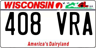 WI license plate 408VRA