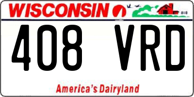 WI license plate 408VRD