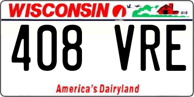 WI license plate 408VRE