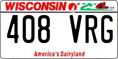 WI license plate 408VRG