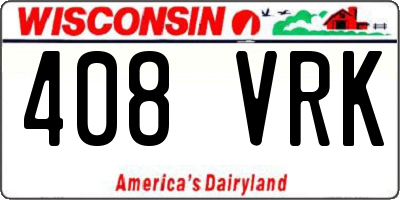 WI license plate 408VRK