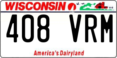 WI license plate 408VRM