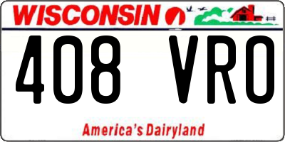 WI license plate 408VRO