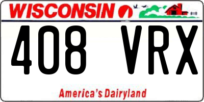 WI license plate 408VRX
