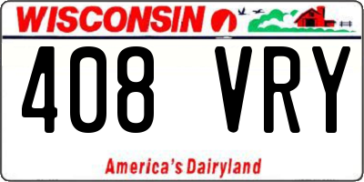 WI license plate 408VRY