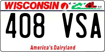 WI license plate 408VSA