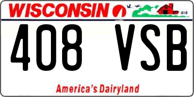 WI license plate 408VSB