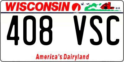 WI license plate 408VSC