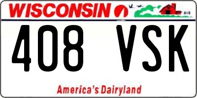WI license plate 408VSK