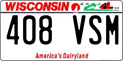 WI license plate 408VSM