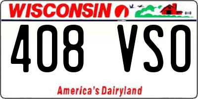 WI license plate 408VSO