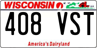 WI license plate 408VST