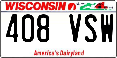 WI license plate 408VSW