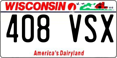 WI license plate 408VSX