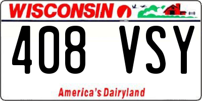 WI license plate 408VSY