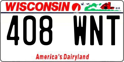 WI license plate 408WNT