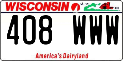 WI license plate 408WWW