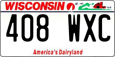 WI license plate 408WXC