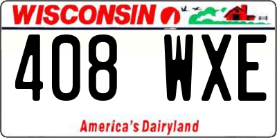 WI license plate 408WXE