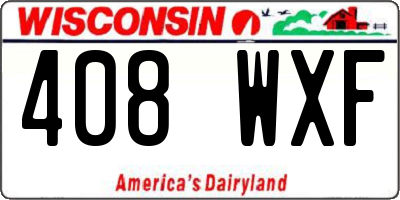 WI license plate 408WXF