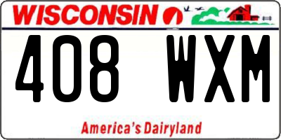 WI license plate 408WXM