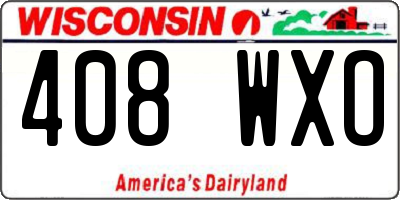WI license plate 408WXO