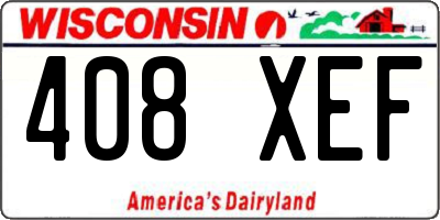 WI license plate 408XEF