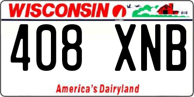 WI license plate 408XNB