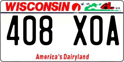 WI license plate 408XOA