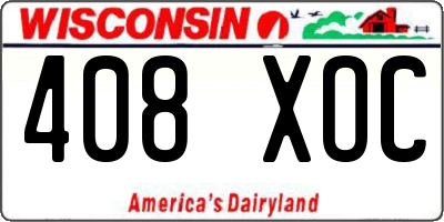 WI license plate 408XOC