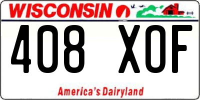 WI license plate 408XOF