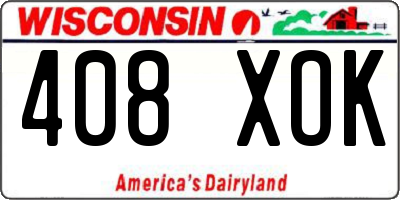 WI license plate 408XOK