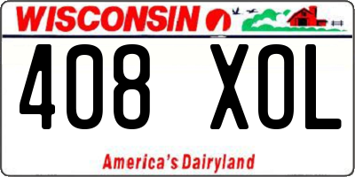 WI license plate 408XOL