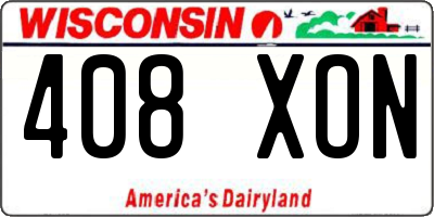 WI license plate 408XON