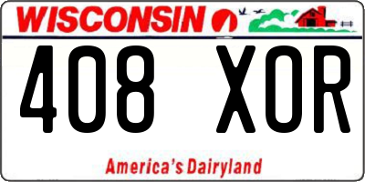 WI license plate 408XOR
