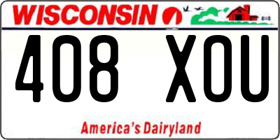 WI license plate 408XOU
